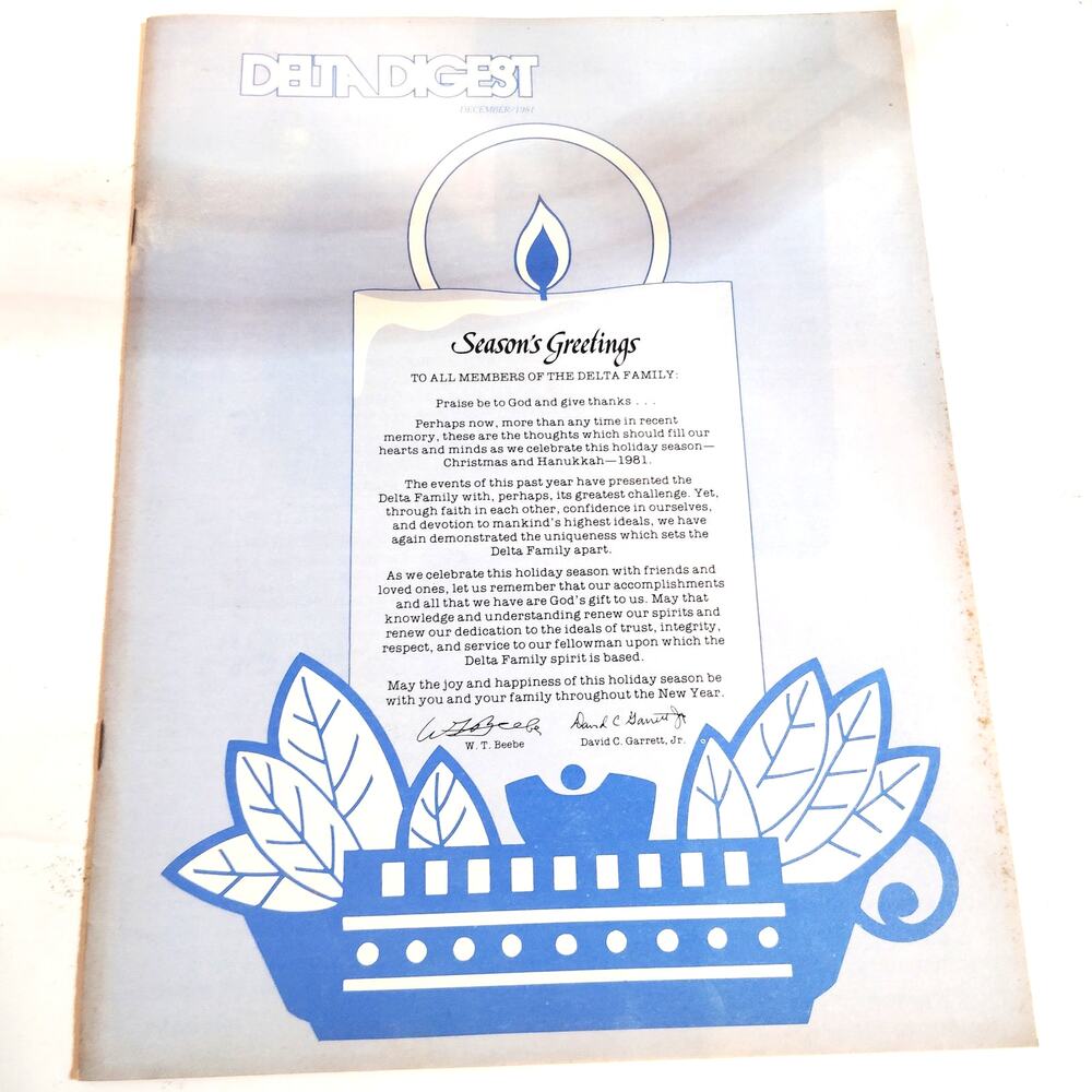 Delta Digest Magazine December 1981 - Vintage Airline Publication Christmas